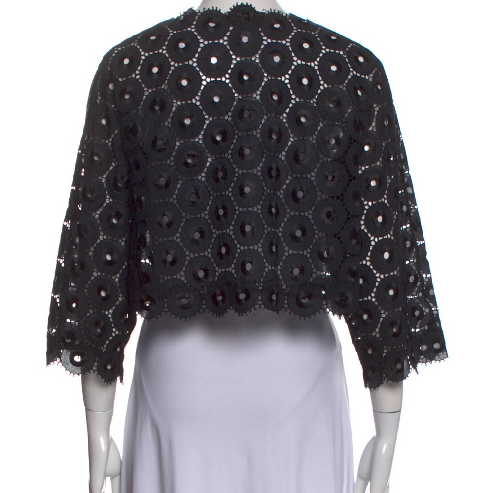 NWOT Tibi Lace Lasercut Pattern Open Front Cropped Jacket in Black Size Small - Picture 4 of 8